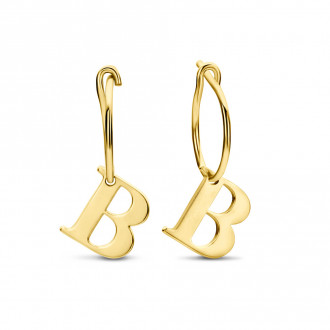 Gouden initiaal oorbellen