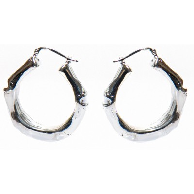 Bamboe oorbellen zilver | Bamboe creolen oorbel