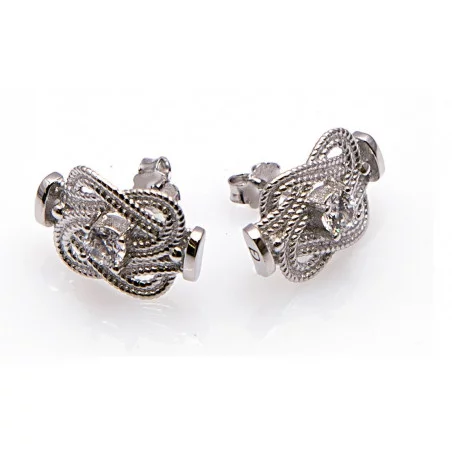 Zilveren mattenklopper oorbellen met Swarovski kristal